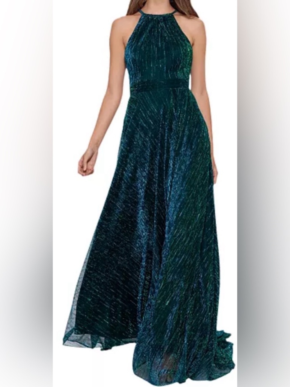 Betsy and Adam Women's Metallic Halter-Neck Maxi Dress size 4